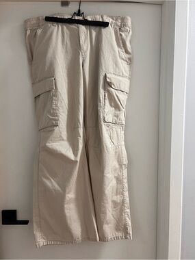 H&M Divided Cream Boot‑Cut Cargo Pants